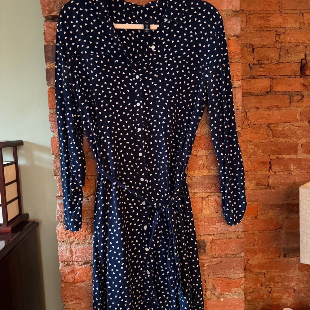 GAP Dark Blue Dress with White Heart Pattern